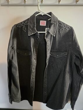 Levi's Black Studded Denim Button-Down Shirt